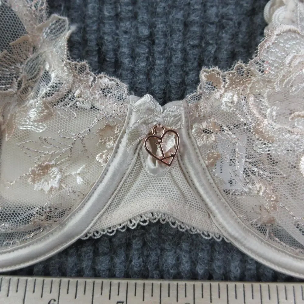 Lounge Bra Womens 38D Beige Longline Lace Sheer Underwired Closure NWT